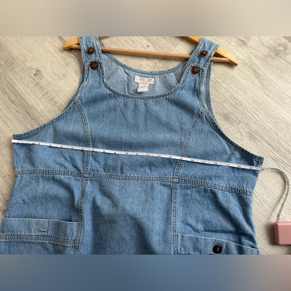 Vintage Cherokee Denim Jumper Dress-Light Wash Denim-Adjustable Straps- Size 18w - Picture 11 of 14